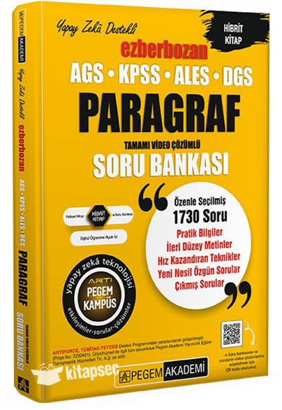 2026 AGS-KPSS-ALES-DGS Ezberbozan Paragraf Tamamı Video Çözümlü Soru Bankası Pegem Akademi Yayıncılık
